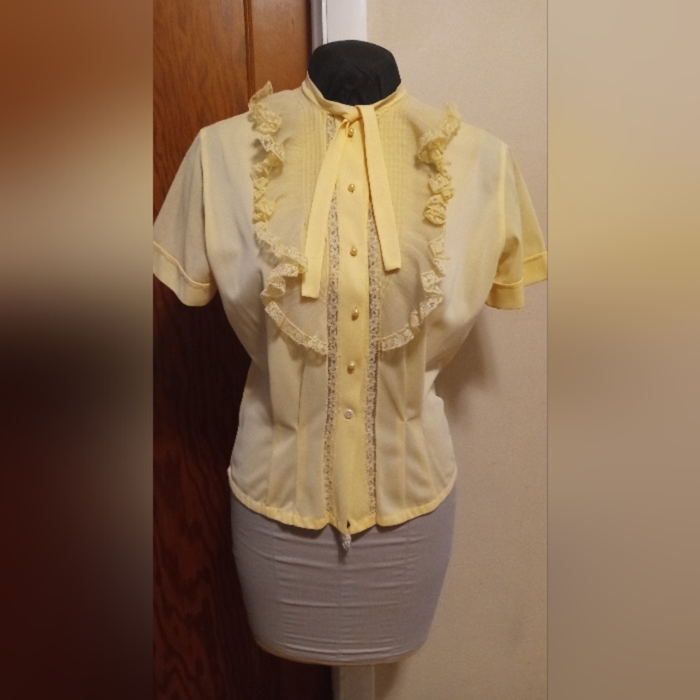 Vintage 50s Canary Yellow Frill Blouse